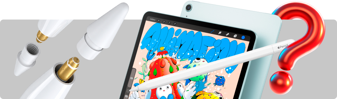 Сменные наконечники стилуса и планшет iPad с Apple Pencil для рисования