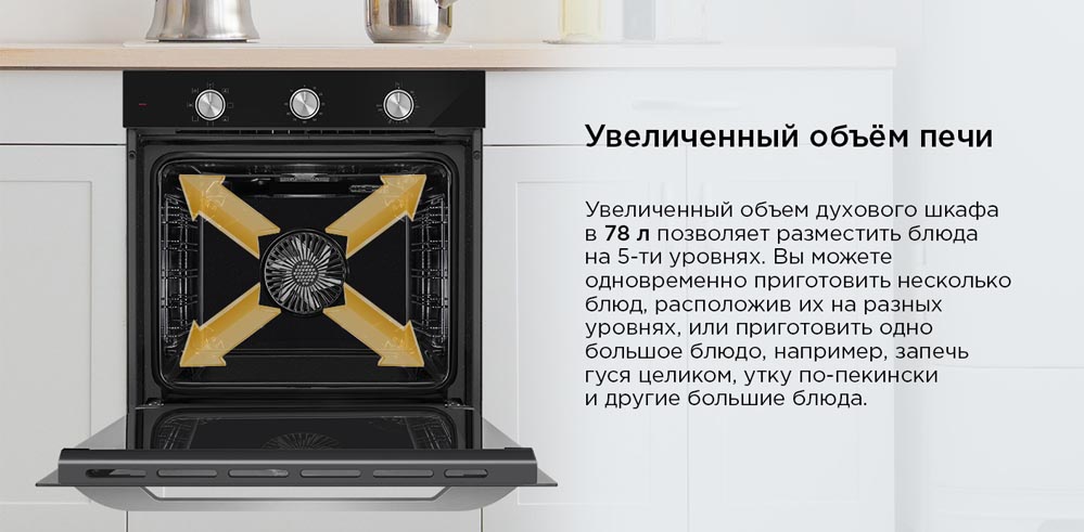 увеличенный объем печи