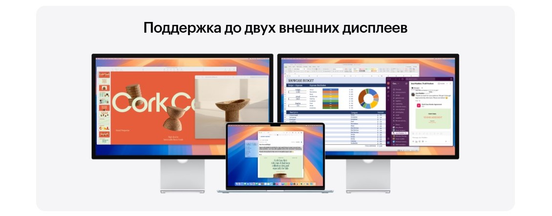 Поддержка до двух внешних дисплеев