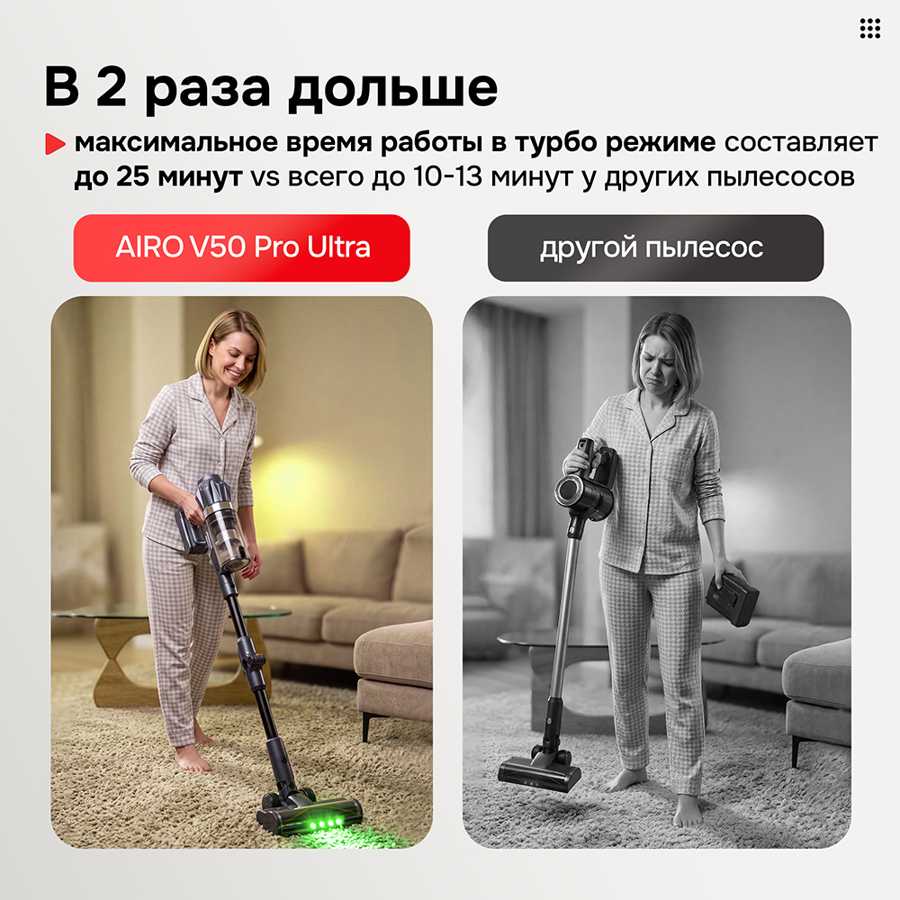 в 2 раза дольше EVOLUTION AIRO V50 PRO ULTRA 