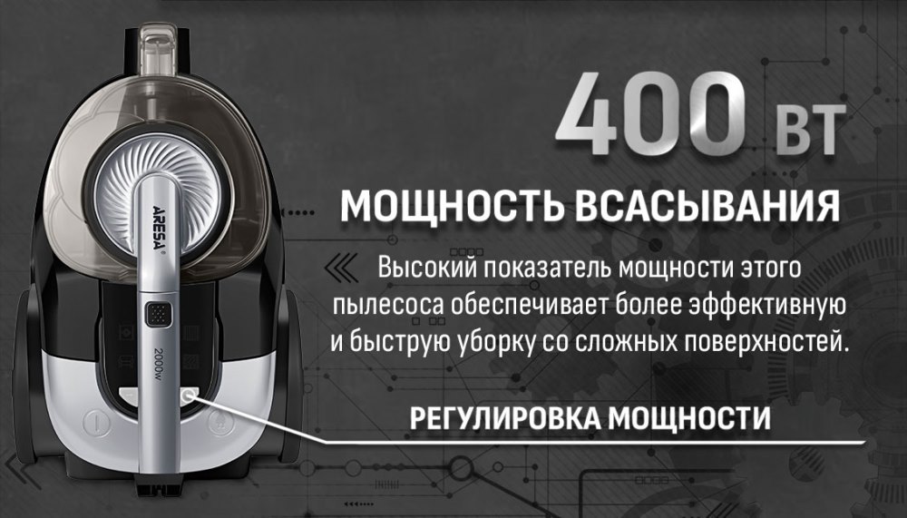 Мощность всасывания 400 Вт