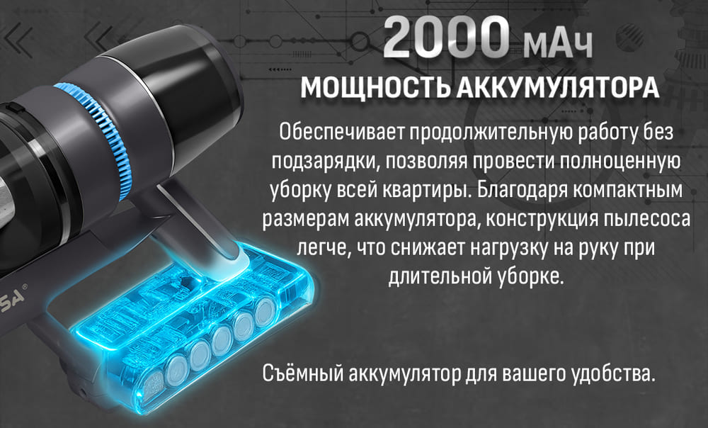 Мощность аккумулятора 2000мАч