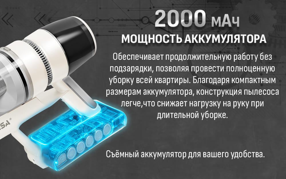 Мощность аккумулятора 2000мАч