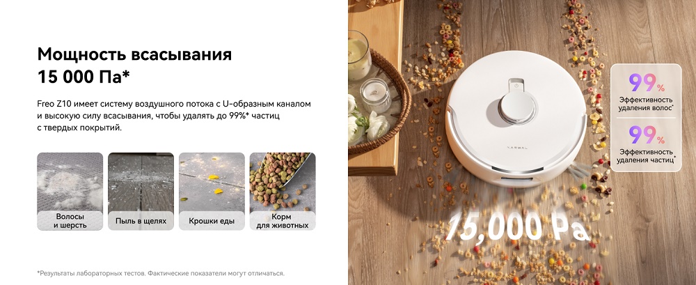 Мощность всасывания 15000 Па