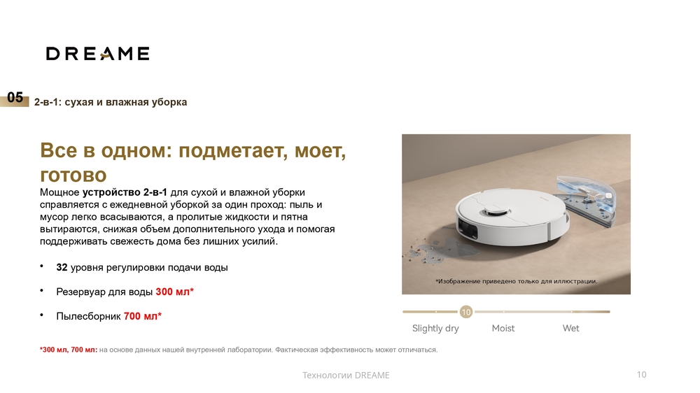 моет Dreame Robot Vacuum D30 Pro White RLD29SA 