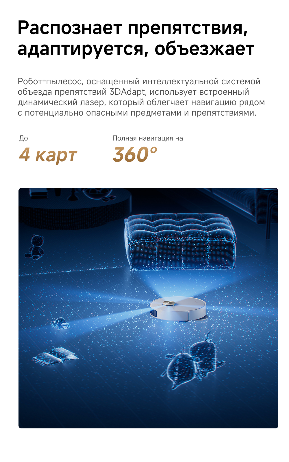 4 карты Dreame Robot Vacuum L60 Ultra AE White (RPL71FE0) RU