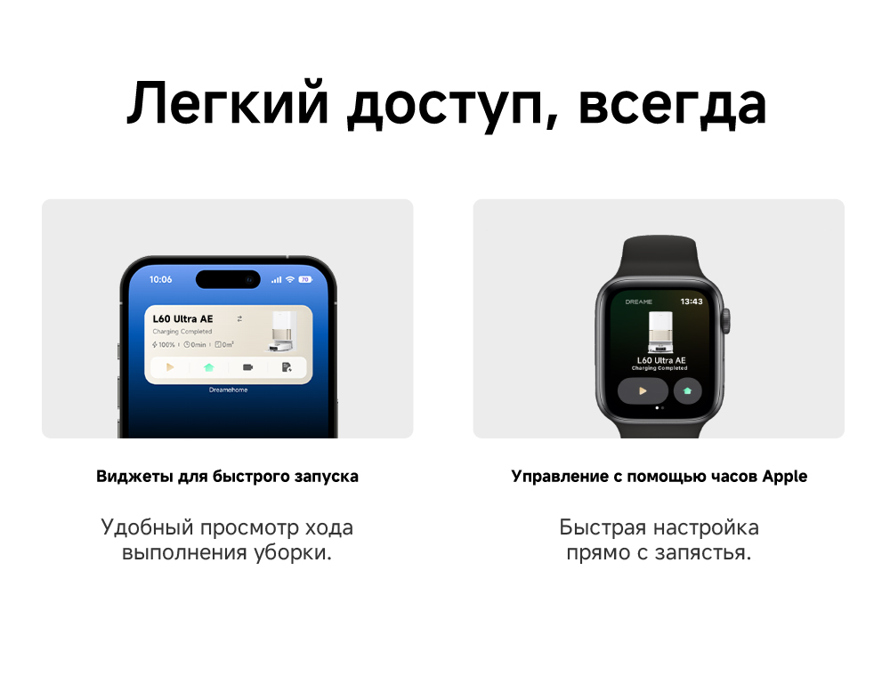 легкий доступ Dreame Robot Vacuum L60 Ultra AE White (RPL71FE0) RU