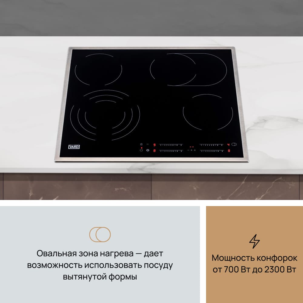 мощность конфорок от 700 до 2300Вт