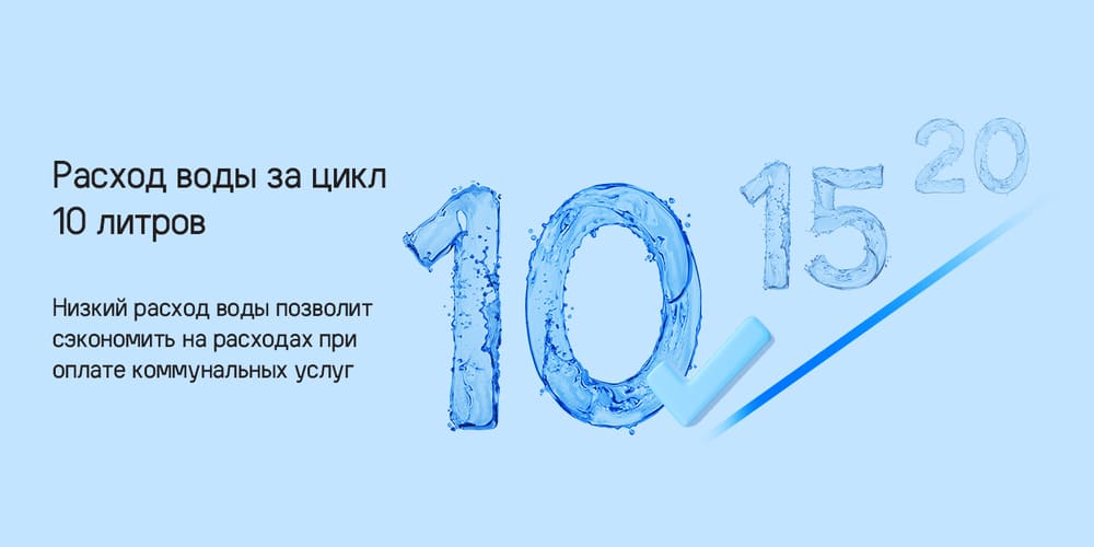 расход воды за цикл 10 литров